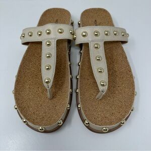 Anthropologie Kelsi Dagger Brooklyn Leather Surface Sandal Ivory Size 9.5